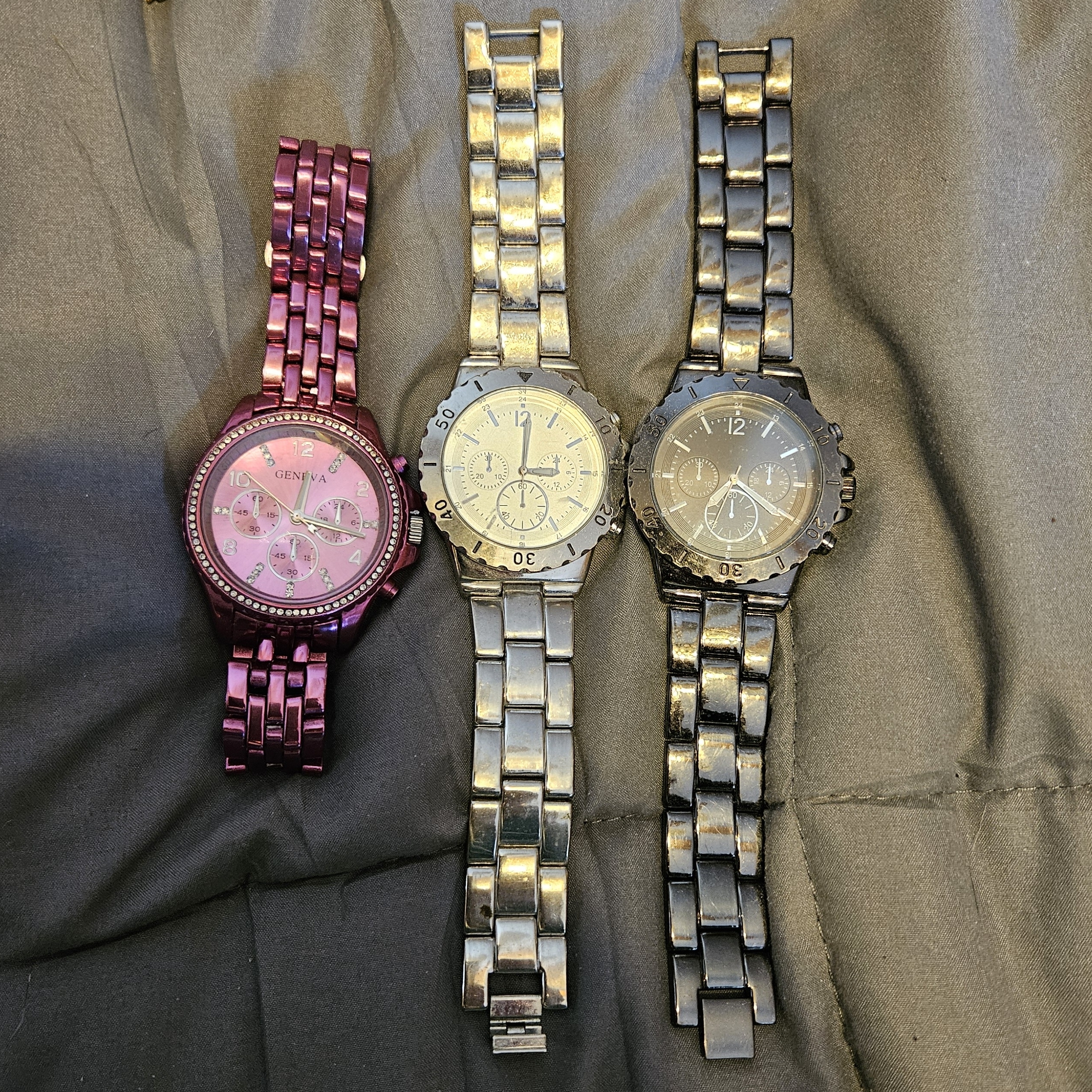 Women's Boyfriend Watch Set - Pink, Silver, Black